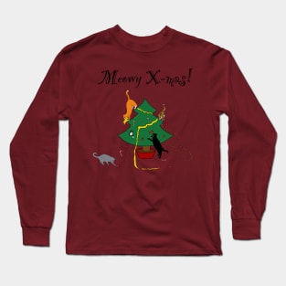 Meowy X-mas mayhem - no background Long Sleeve T-Shirt